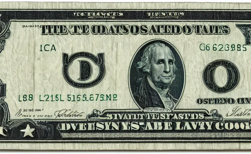 Prompt: rectangular photograph of five dollar u. s. currency note