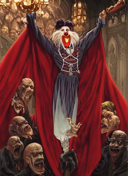 Image similar to Dracula muppet from Society (1989), intricate, highly detailed, centered, digital painting, artstation, concept art, smooth, sharp focus, illustration, artgerm, donato giancola, Joseph Christian Leyendecker, WLOP, Artgerm