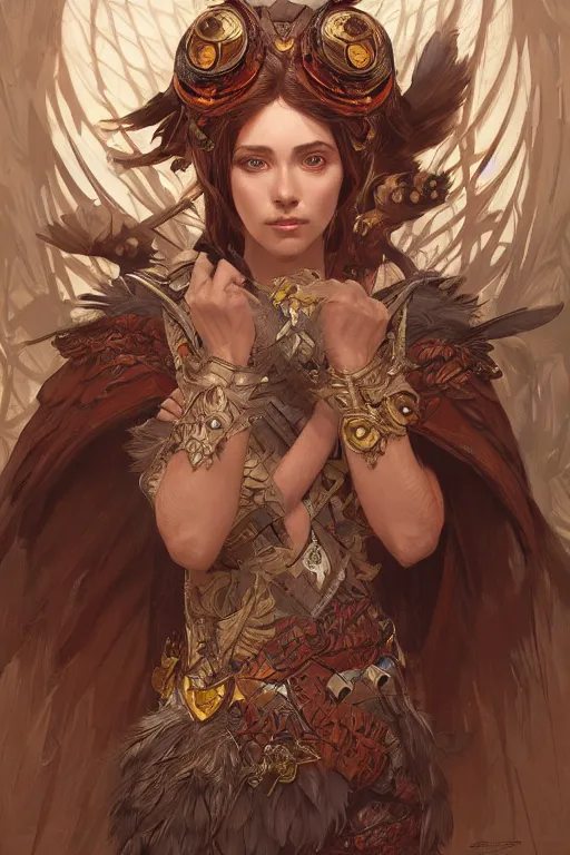 Image similar to a anthropomorphic owl warrior, D&D, fantasy, intricate, highly detailed, digital painting, artstation, concept art, smooth, sharp focus, illustration, art by artgerm and greg rutkowski and alphonse mucha