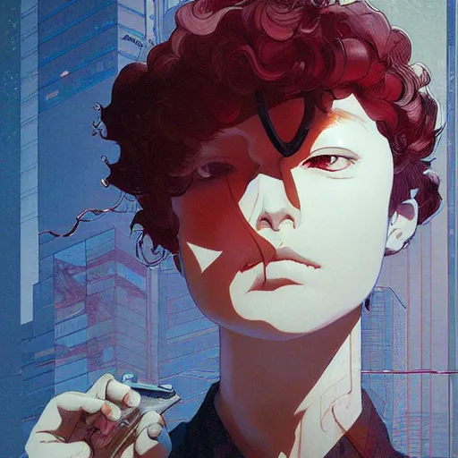 Image similar to detective portrait soft light painted by james jean and katsuhiro otomo and erik jones, inspired by akira anime, smooth face feature, intricate oil painting, high detail illustration, sharp high detail, manga and anime 1 9 9 9