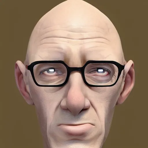 Image similar to A middle-aged Dr. Venture in real life with a hooked nose, a long gaunt face and skinny body and neck, very thin and bald, realistic, very realistic, hyperrealistic, highly detailed, very detailed, extremely detailed, detailed, digital art, oil painting, trending on artstation, headshot and bodyshot, detailed face, very detailed face, extremely detailed face, HD Quality, 8k resolution, very very detailed face, real life