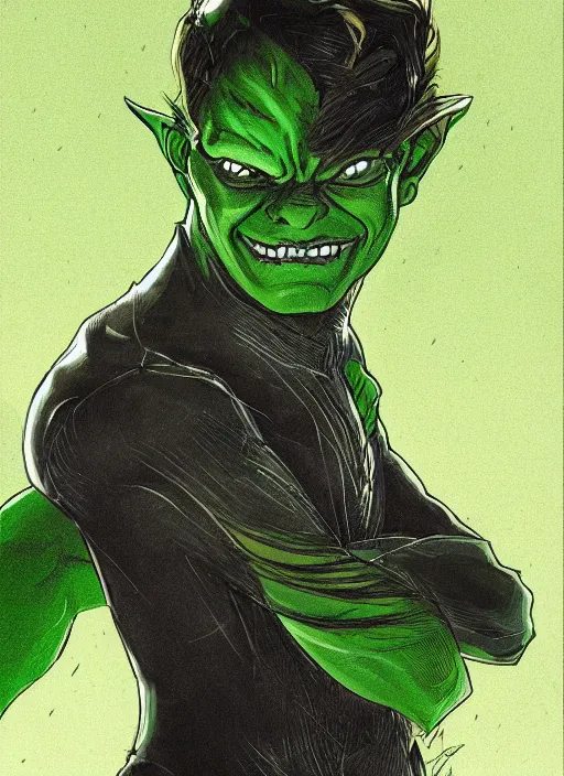 Prompt: norman osborn, the green goblin, illustration, sharp focus, highly detailed, vertical portrait, concept art, smooth, dramatic lighting, facing forward, face in focus, in the style of Jim Lee