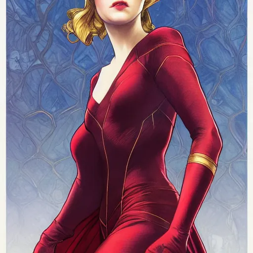 Prompt: Erin Moriarty as Scarlet Witch, Marvel Universe, highly detailed, digital painting, artstation, concept art, smooth, sharp focus, illustration, ArtStation, art by artgerm and greg rutkowski and alphonse mucha and J. C. Leyendecker and Edmund Blair Leighton and Katsuhiro Otomo and Geof Darrow and Phil hale and Ashley wood and Ilya repin and Charlie Bowater