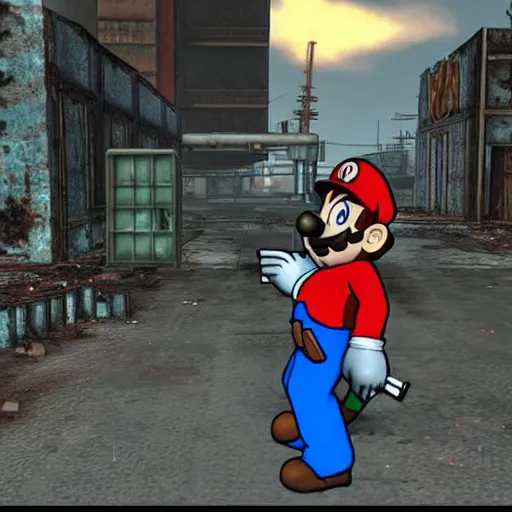 Prompt: mario in fallout