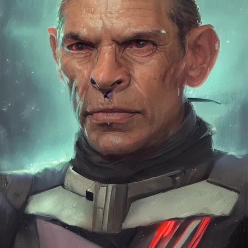 Image similar to portrait of a man by greg rutkowski, old admiral jagged fel, star wars expanded universe, he is about 5 0 years old, wearing uniform of the galactic alliance navy, highly detailed portrait, digital painting, artstation, concept art, smooth, sharp foccus ilustration, artstation hq