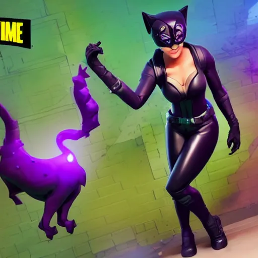 Image similar to Catwoman as a fortnite character