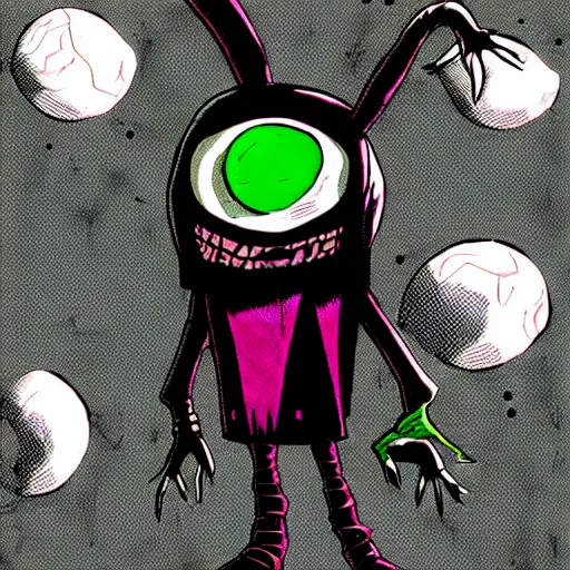 Image similar to Invader Zim!!!, in the style of artist Kim Jung Gi,