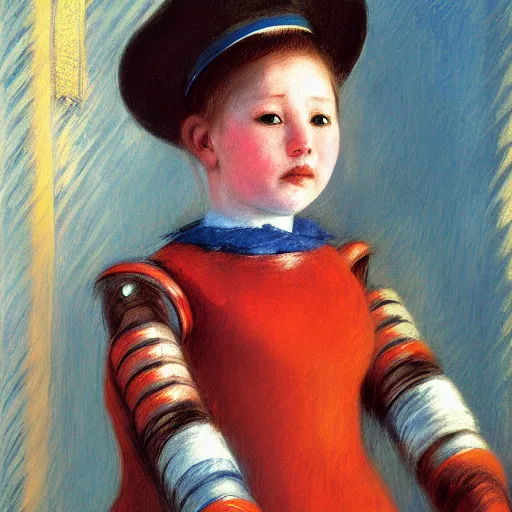 Prompt: a friendly robot, digital painting, by Mary Cassatt, 4k wallpaper, beautiful masterpiece