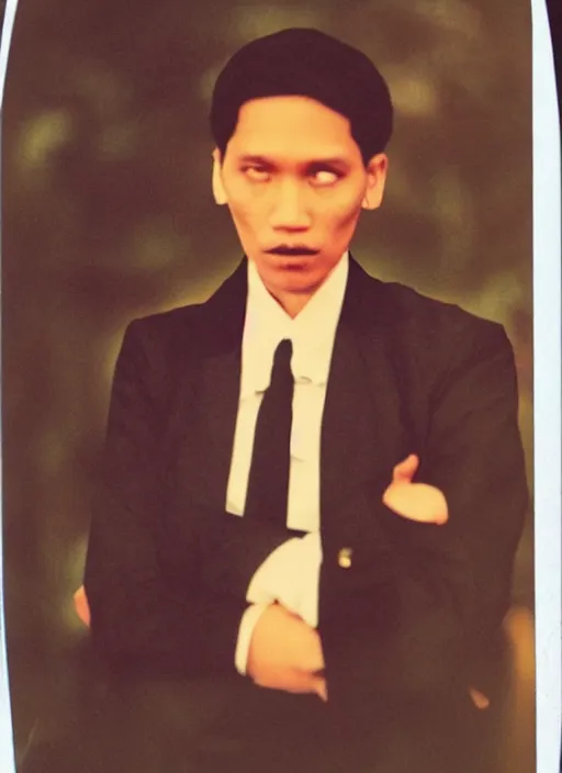 Image similar to Jose Rizal voguing, 90s polaroid