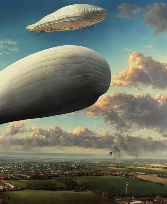 Image similar to hindenburg zeppelin falling, art by denys tsiperko and bogdan rezunenko, hyperrealism