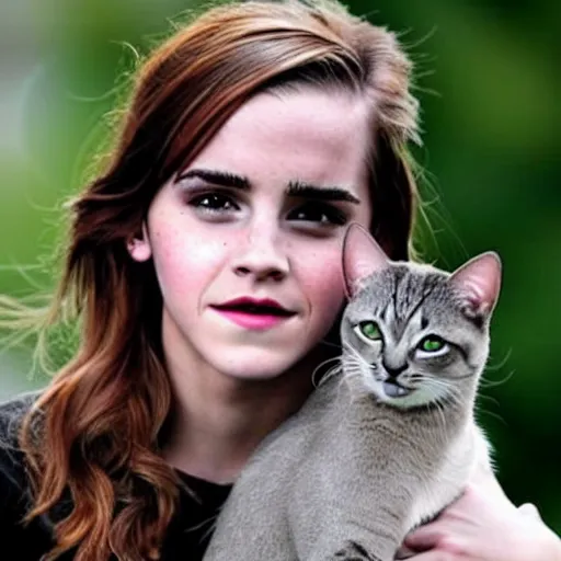 Image similar to photograph of emma watson as a cat