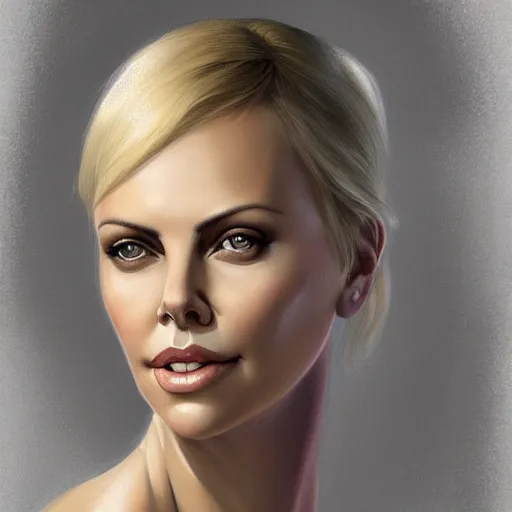 Prompt: portrait of charlize theron by charlie bowater