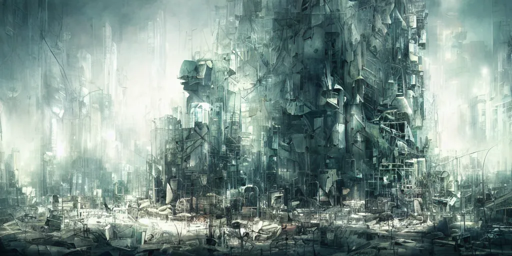 Image similar to Dystopian city, by ryohei hase