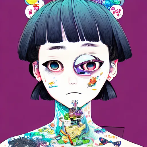 Image similar to personification of trashcan as a person, style of yoshii chie and hikari shimoda and martine johanna and studio ghibli, highly detailed