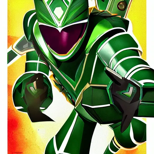 Prompt: power rangers green dragonzord by mad dog jones, android jones and lisa james