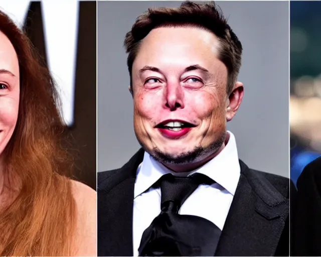 Prompt: Elon Musk transgender transition timeline, man on left, woman on right