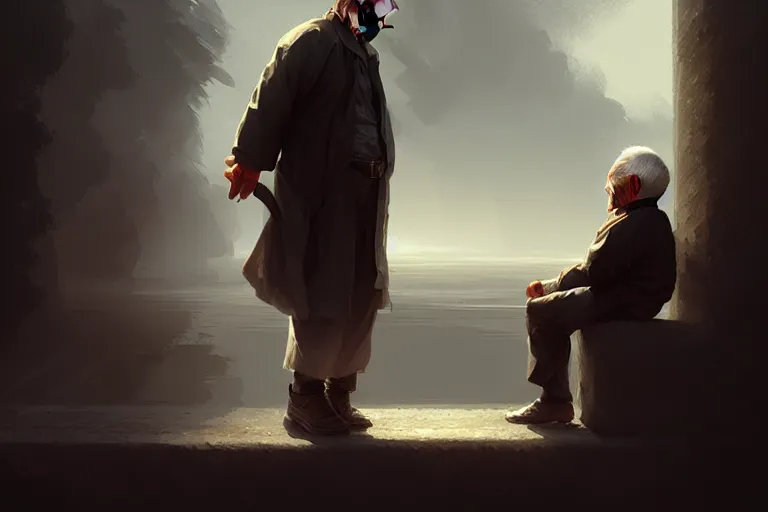 Prompt: a boy and an old man, cinematic, highly detailed, digital painting, artstation, concept art, matte, sharp focus, illustration, art by artgerm and greg rutkowski