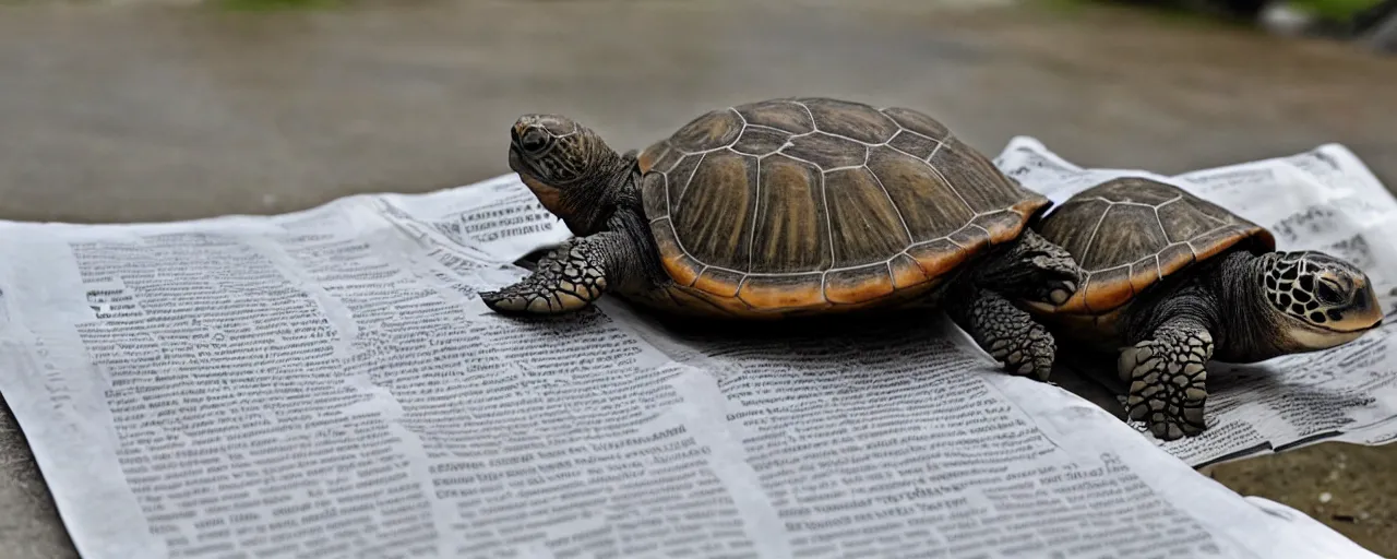 Image similar to turtle reading the newspaper