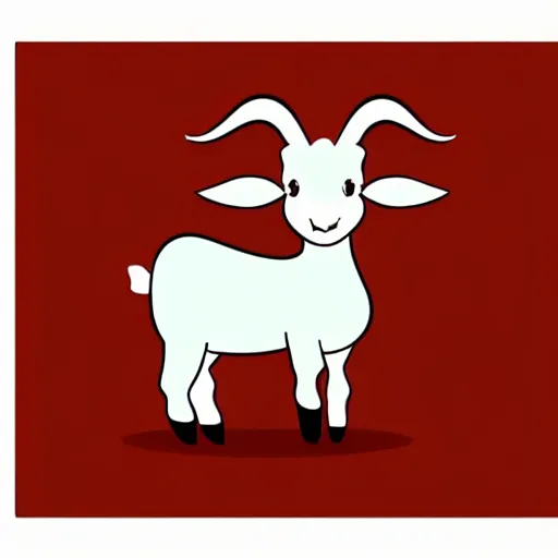 Image similar to cute goat animal, cartoon color drawing vector illustration, 2 d photorealistic flat pixar style, isolated on white background