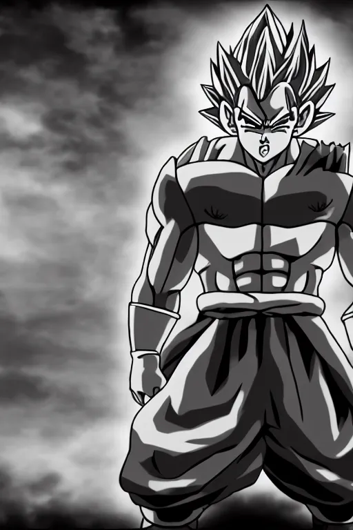 Prompt: prince vegeta, saiyan, grayscale photography, very detailed, 4 k 🎨🖌