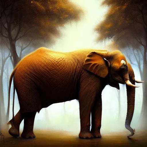 Prompt: a beautiful digital artwork of an elephant by esao andrews and peter mohrbacher. trending on artstation