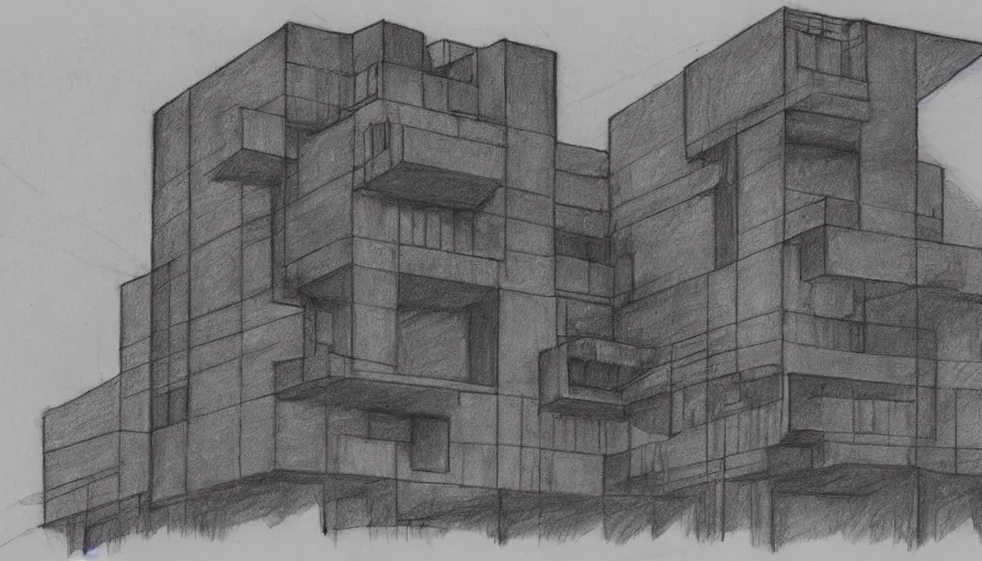 Prompt: big brutalist base, drawing architecture