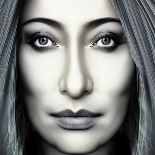 Image similar to woman face as zaha hadid architecture photo realistic symmetrical