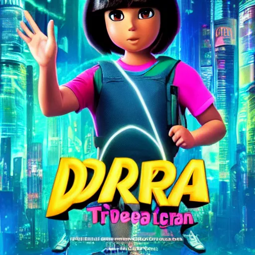 Image similar to Dora the explorer live action thriller cyber punk John Travolta directed by Michael Moore