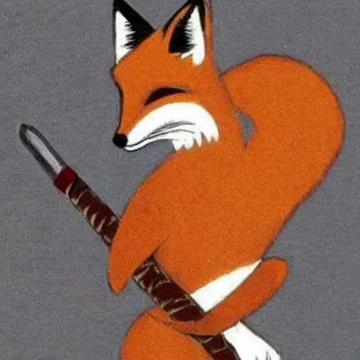 Image similar to fox holding a sword