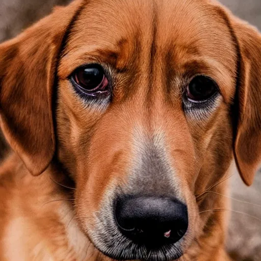 Image similar to ultra detailed photo of a dog with a human face