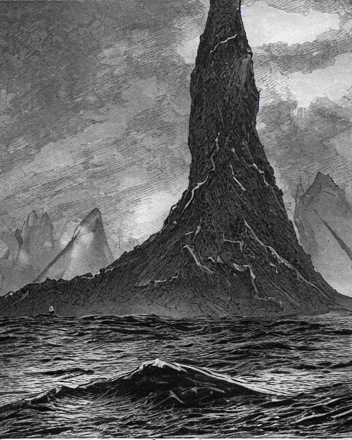 Image similar to dark deep waters in which tolkien's creations are hidden