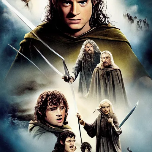 Prompt: lord of the rings movie poster featuring the minions h- 512 w- 512