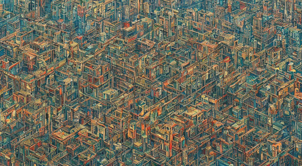 Prompt: a Stunning 3d painting of A Great atompunk city on the sea,Retro colour,hyper detailed,Kowloon Walled City,8K Resolution