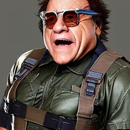 Image similar to danny devito as solid snake from metal gear solid