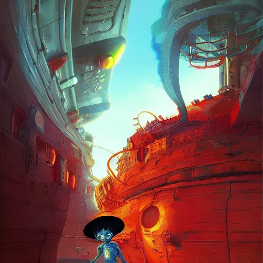 Image similar to robot alien luffy, thief, by isaac asimov and marc simonetti