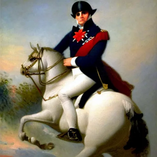 Prompt: an impressionist oil painting of napoleon bonaparte on a white horse, very detailed, sharp, 8 k