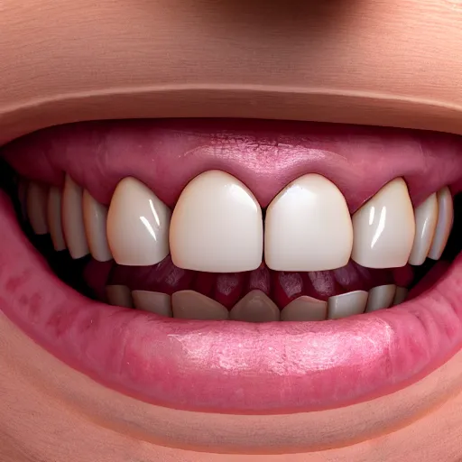 Image similar to poorly rendered 3 d set of teeth