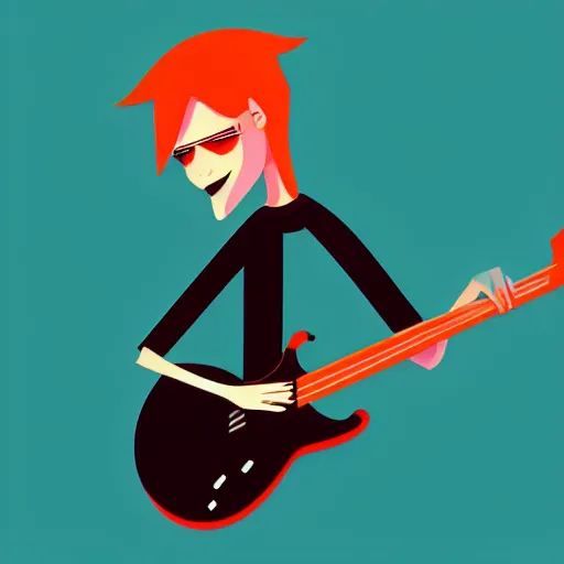 Image similar to a 2 d guitarist character design, vector art, digital art, portrait, 4 k, 8 k, sharp focus, smooth, illustration, concept art