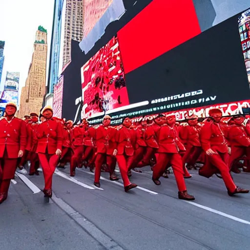 Prompt: soviet red army take over time square