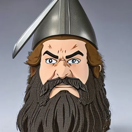 Image similar to gimli from the anime lord of the rings (1986), ringer hair, big beard, dwarf armor, battle axe, studio ghibli, very detailed, realistic