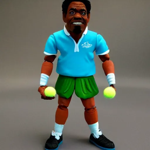 Image similar to maya angelou cosplay tennis player, stop motion vinyl action figure, plastic, toy, butcher billy style