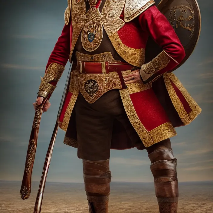 Image similar to full length photo of elon muskas an ottoman warrior, highly detailed, 4 k, hdr, smooth, sharp focus, high resolution, award - winning photo