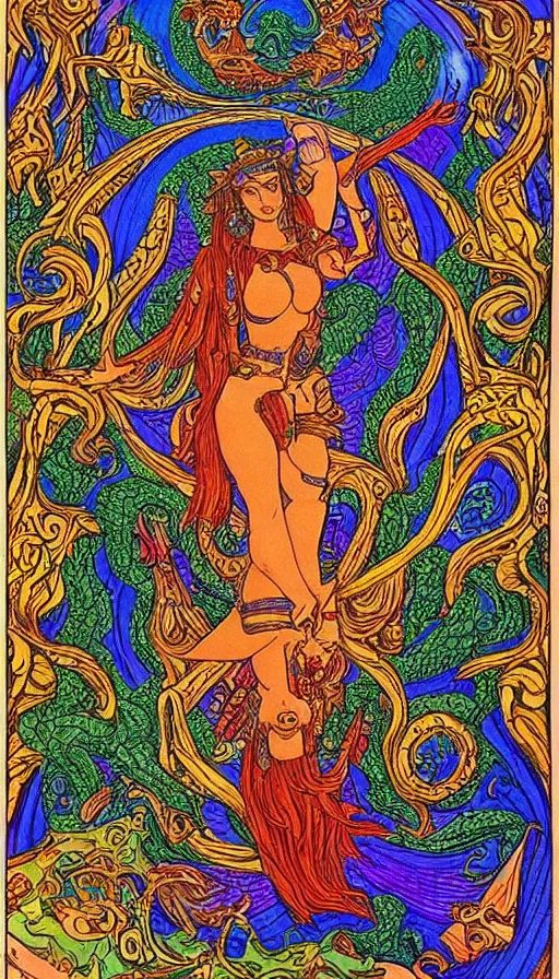 Image similar to Psytrance Artwork, by Ivan Bilibin,