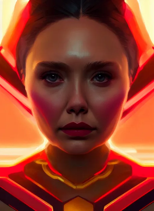 Image similar to portrait of modern darna, elizabeth olsen, intricate, elegant, glowing lights, highly detailed, digital painting, artstation, glamor pose, concept art, smooth, sharp focus, illustration, art by wlop, mars ravelo and greg rutkowski