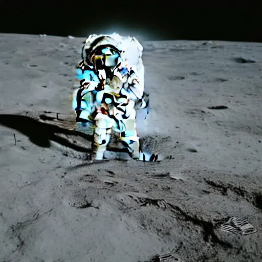 Prompt: an astronaut sitting on the moon with a drink watching the earth