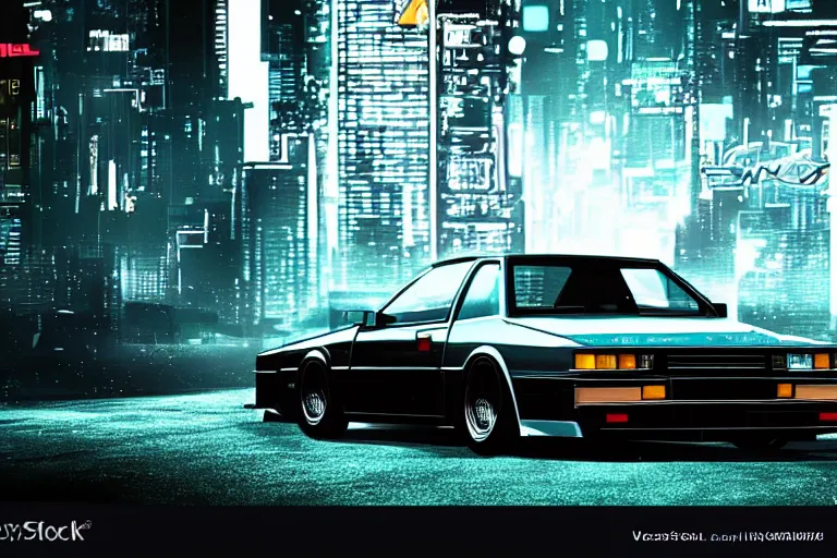 Prompt: 1985 Vector W8 Twin Turbo, city in cyberpunk style movie still, speed, cinematic Eastman 5384 film