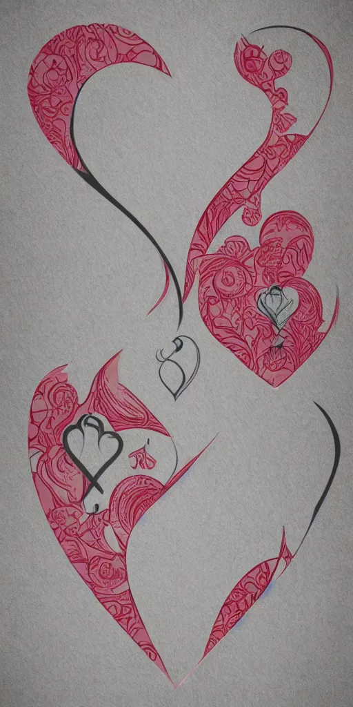 Prompt: gentle femdom, gfd logo, card back template, entwined hearts and spades, stylized