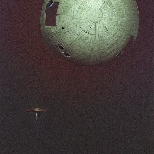 Prompt: star wars death star highly detailed beksinski style painting