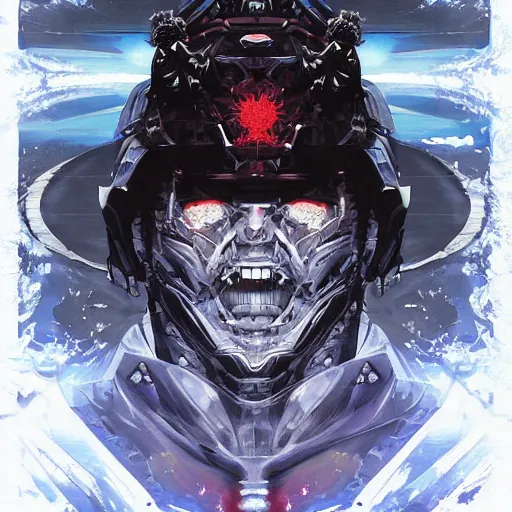 Image similar to satanic astronaut deity ominous evil melting inferno fractal fractalizing yoji shinkawa apophasis by rutowski bussiere andreas rocha