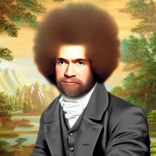 Prompt: 18th century painting of bob ross, photorealistic, ultra-realistic